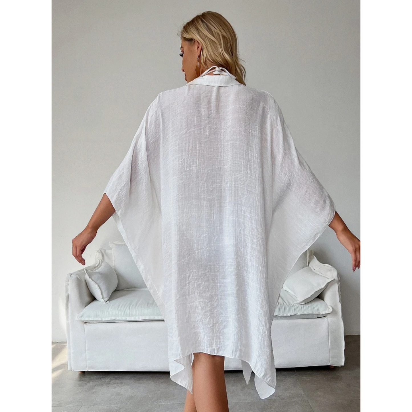 Batwing Beach Kimono Button Closure