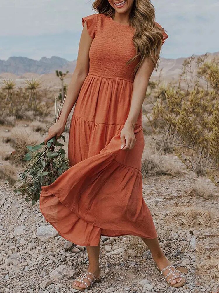 Summer Dress Ruffle Detail Pockets