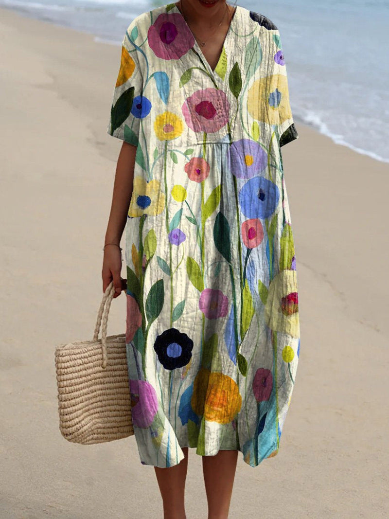 Floral Summer Dress V-Neck Sleeveless