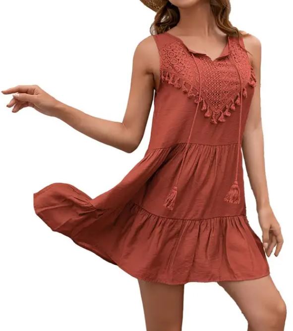Sleeveless Beach Dress V-Neck