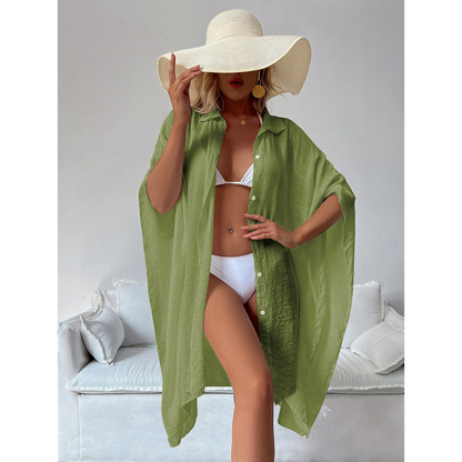 Batwing Beach Kimono Button Closure