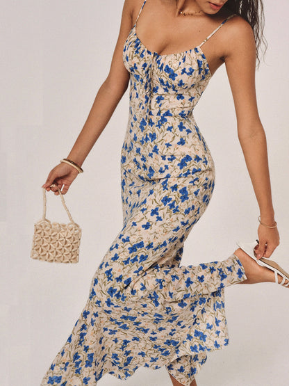 Floral Tie Neck Maxi Dress