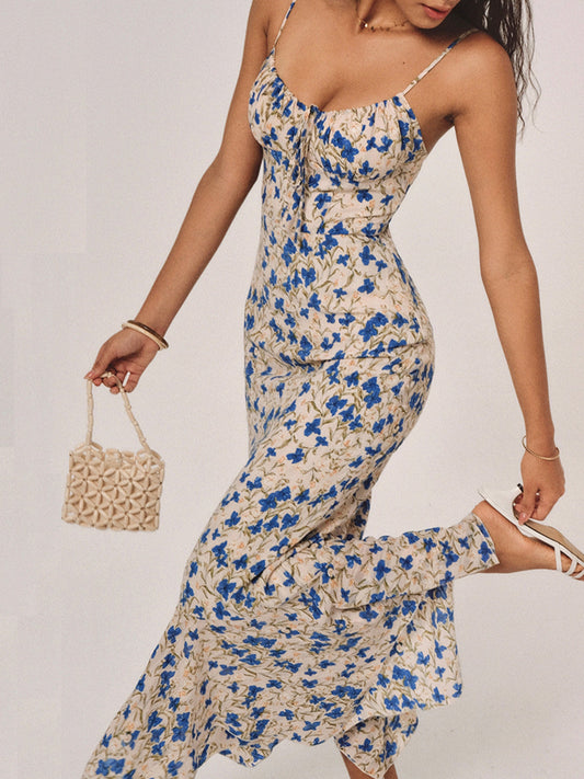 Floral Tie Neck Maxi Dress