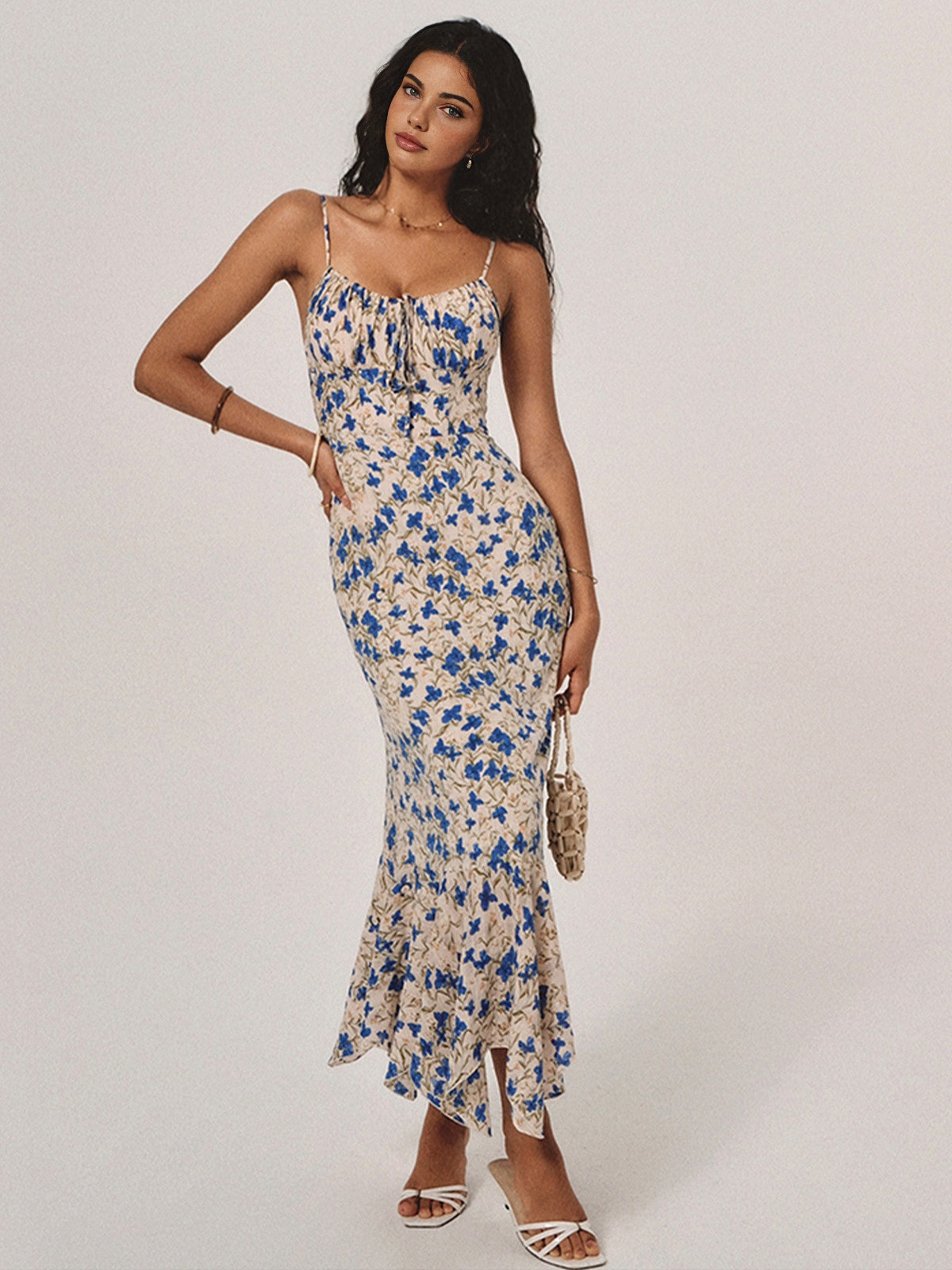 Floral Tie Neck Maxi Dress