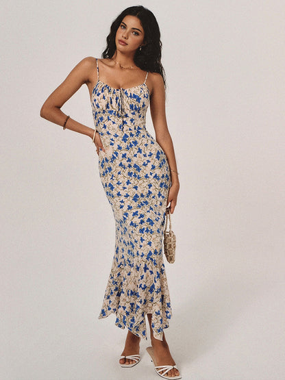 Floral Tie Neck Maxi Dress