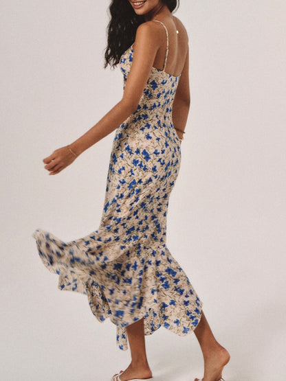 Floral Tie Neck Maxi Dress