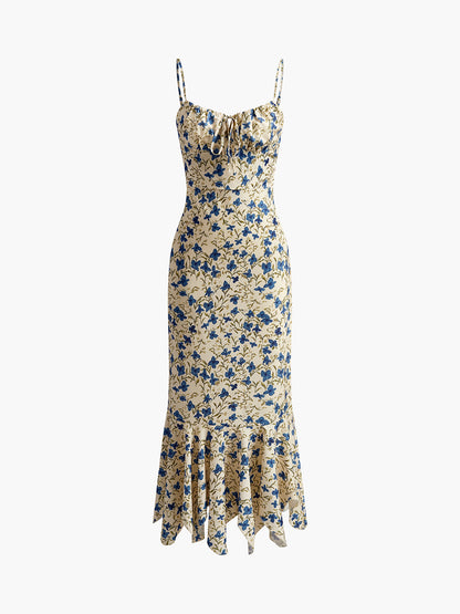 Floral Tie Neck Maxi Dress