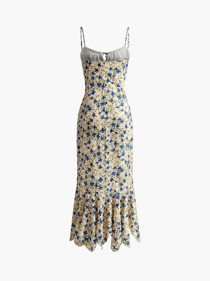 Floral Tie Neck Maxi Dress