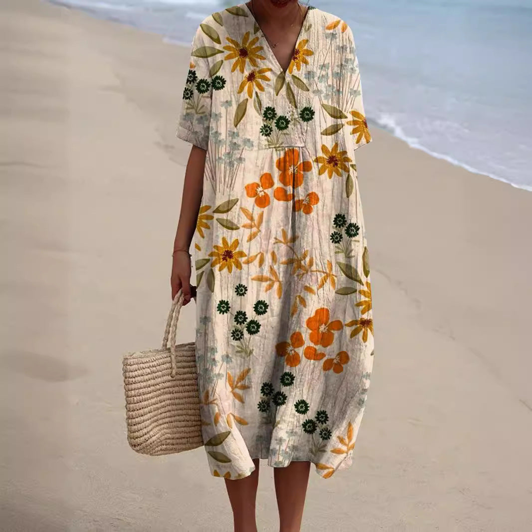 Floral Summer Dress V-Neck Sleeveless