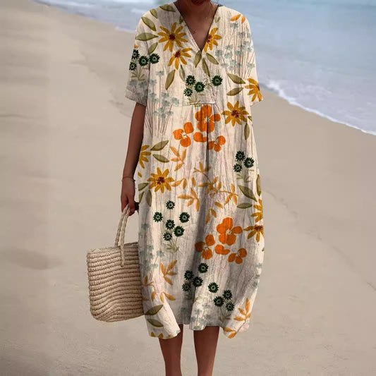 Floral Summer Dress V-Neck Sleeveless