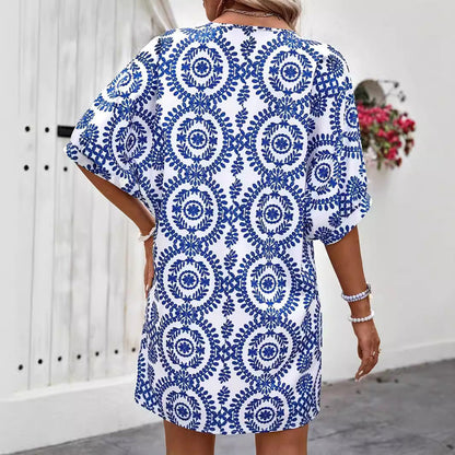 Beach Dress V-Neck Patterned Mix