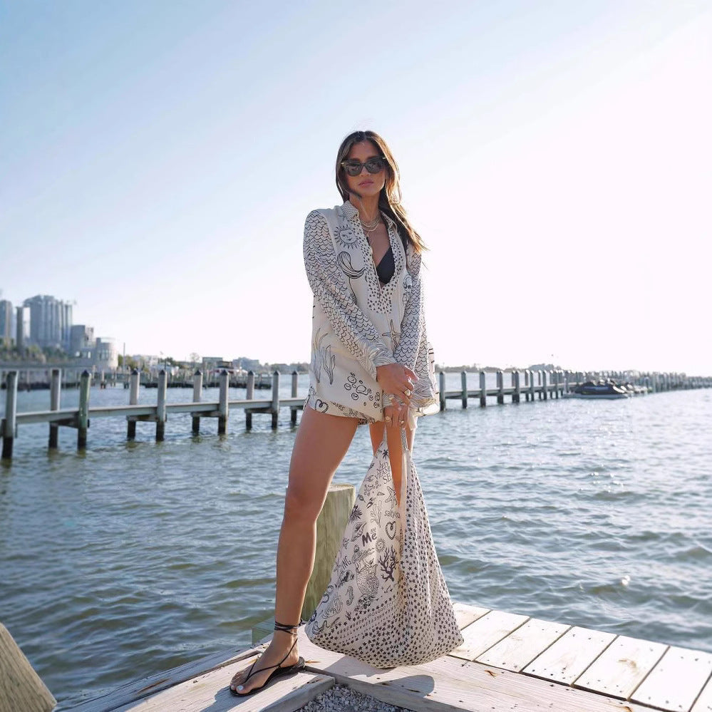 Beach Blouse Graphic Print Lightweight Sleeves