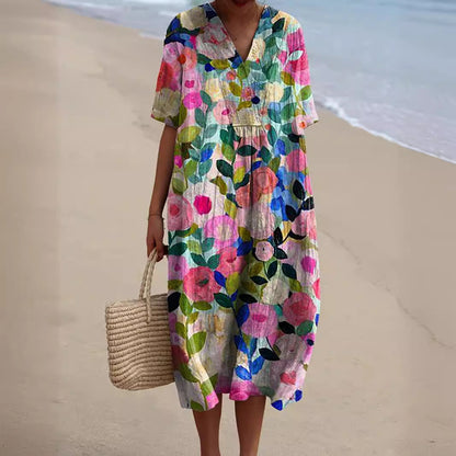 Floral Summer Dress V-Neck Sleeveless