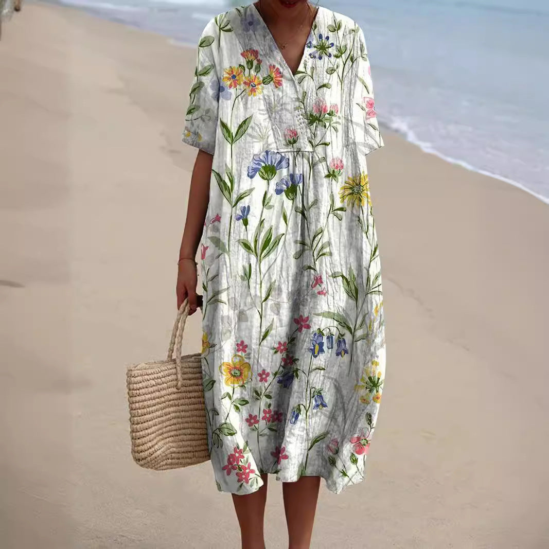 Floral Summer Dress V-Neck Sleeveless