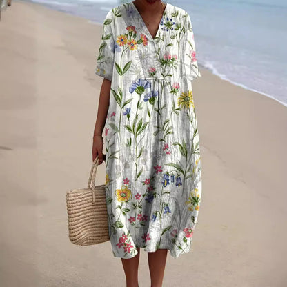Floral Summer Dress V-Neck Sleeveless