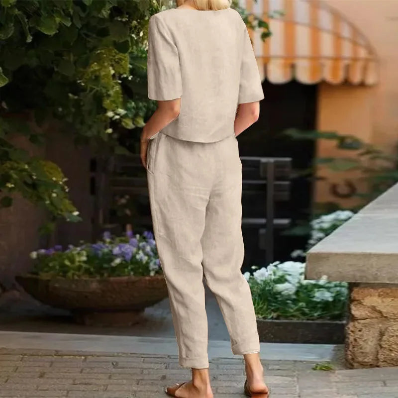 Linen Top & Trousers Set
