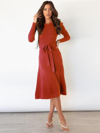 Cable Knit Puff Sleeve Dress