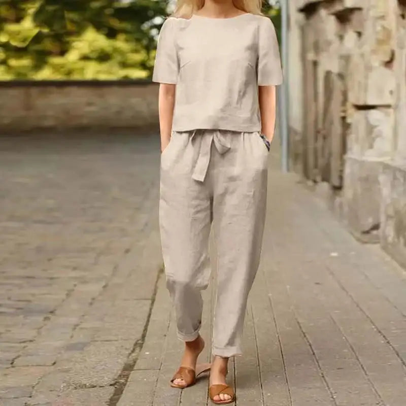Linen Top & Trousers Set