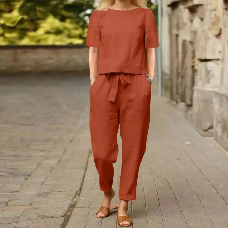 Linen Top & Trousers Set