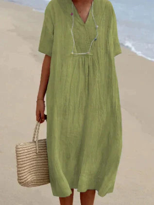 Linen Summer Dress V-Neck Sleeveless