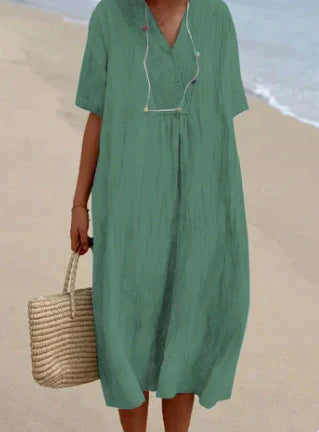 Linen Summer Dress V-Neck Sleeveless