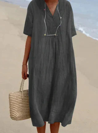 Linen Summer Dress V-Neck Sleeveless