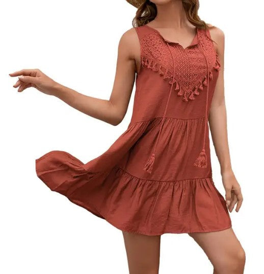 Sleeveless Beach Dress V-Neck