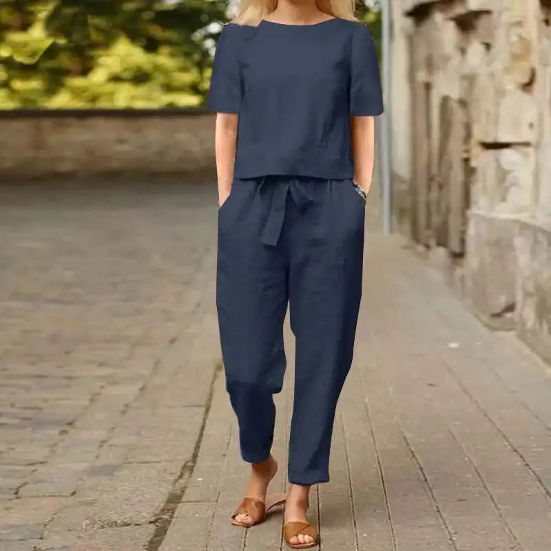 Linen Top & Trousers Set