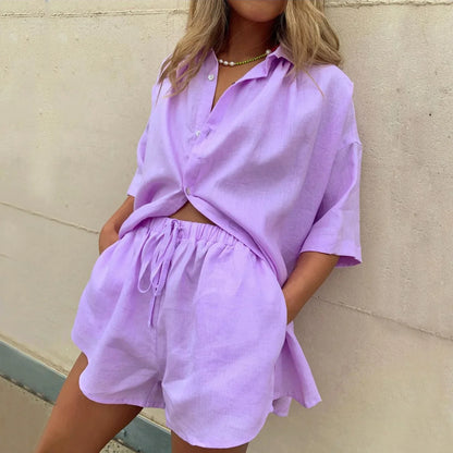 Linen Shirt & Shorts Set