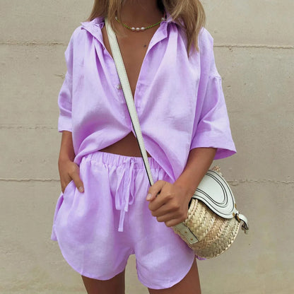 Linen Shirt & Shorts Set