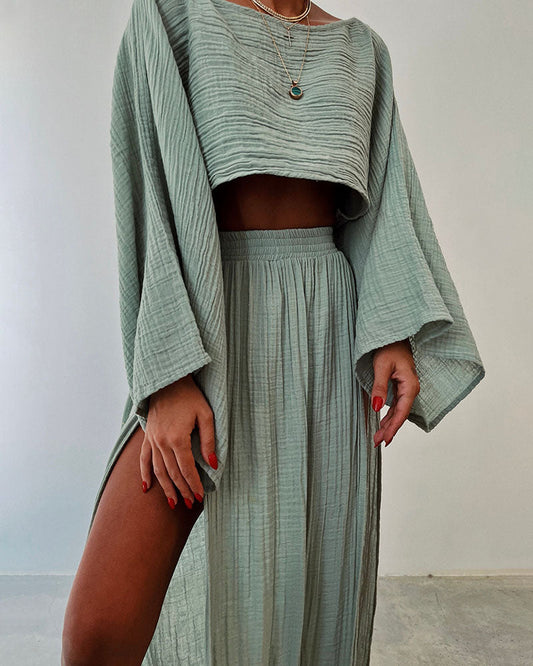 Mint Green Lounge Set Cotton Top & Shorts