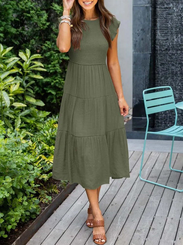 Summer Dress Ruffle Detail Pockets