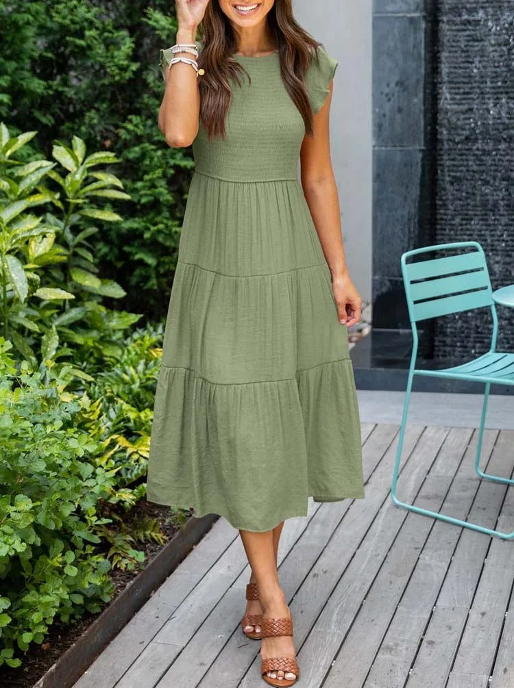 Summer Dress Ruffle Detail Pockets