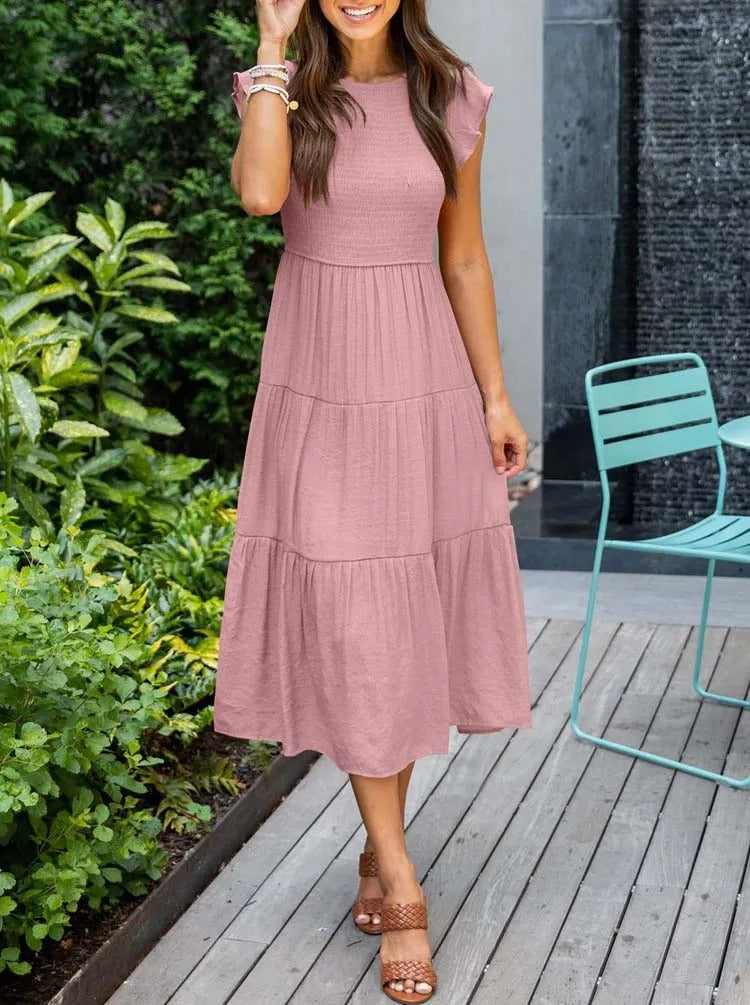 Summer Dress Ruffle Detail Pockets