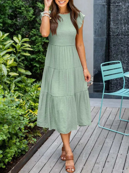 Summer Dress Ruffle Detail Pockets